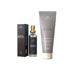 Duo Essencial Imortal Amakha Paris: Hidratante + Perfume de Bolso Amadeirado Fresco para o dia a dia