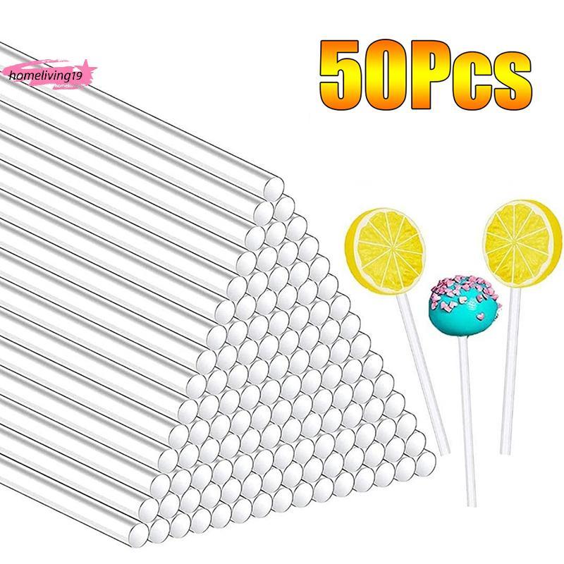 HOM 50 Pcs Acrílico Transparente Stis Bolo Reutilizável Pops Sti Para Fazer Pirulitos Doces Sobremesa Chocolate Quente