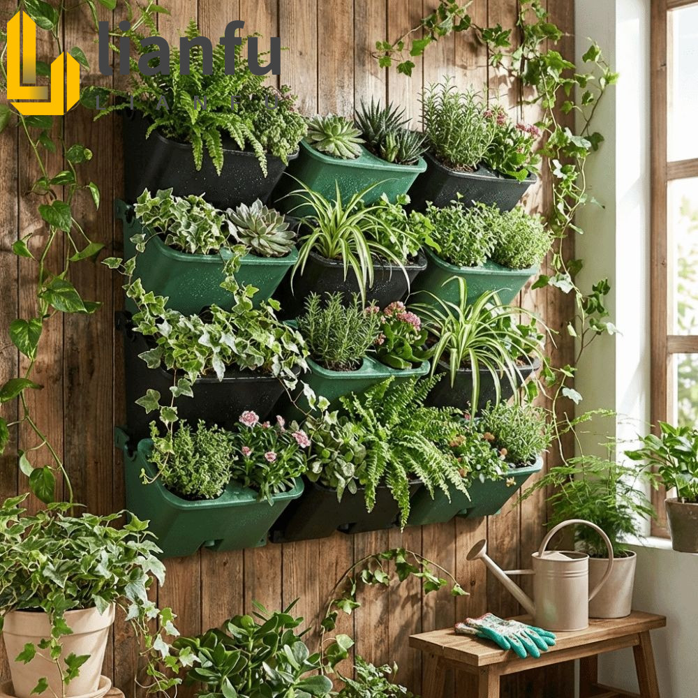 Plantador Vertical LIANFU , Vaso De Flores De Parede De Plástico Com Rega Automática , Furos De Drenagem , Recipiente De