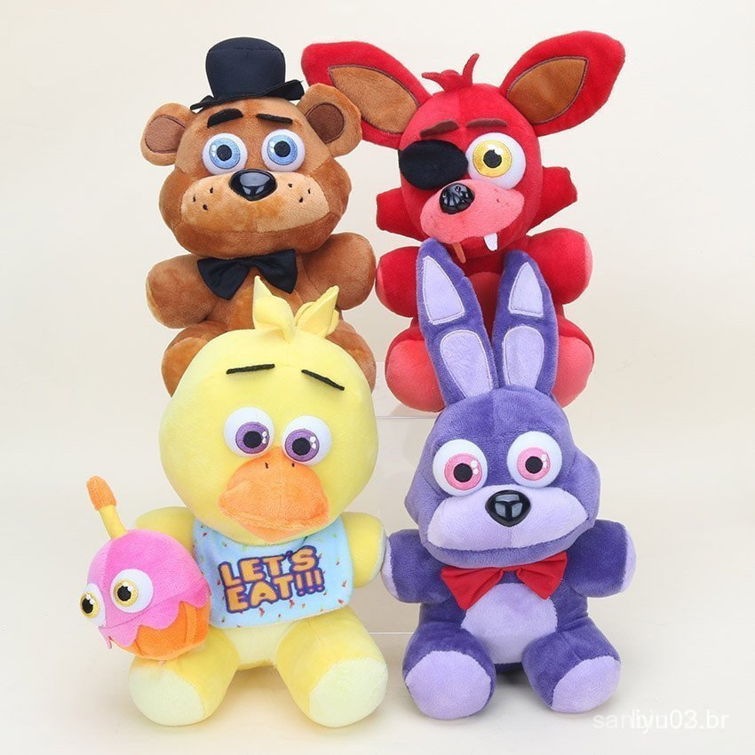 25cm Urso Meia-Noite Fnaf Boneca De Pelúcia Freddy Foxy Chica Bonnie Brinquedos Recheados Ossos Infantis