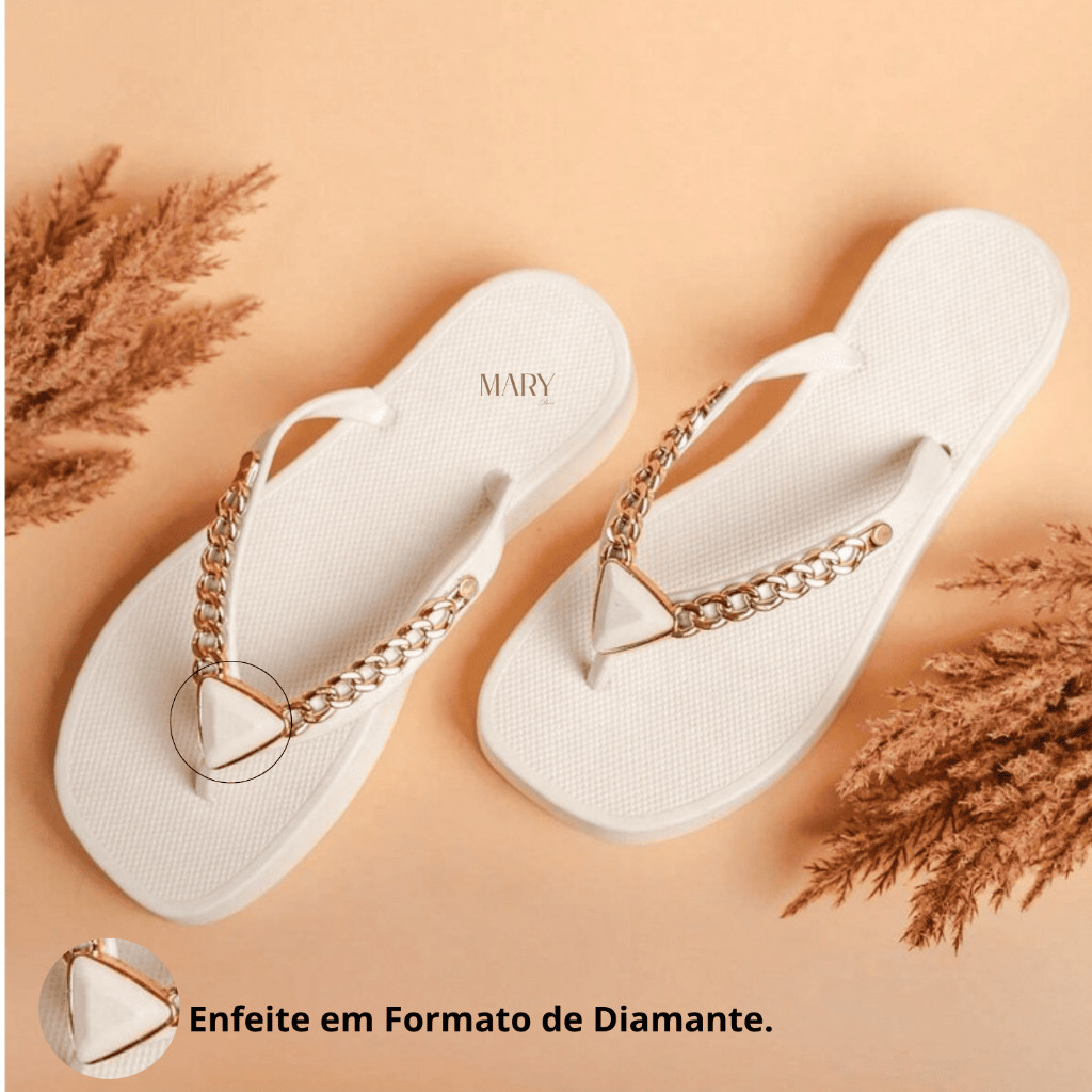 Chinelo Feminino Sandalia Diamond Corrente Plataforma Uso Diario Confortavel Antiderrapante Leve