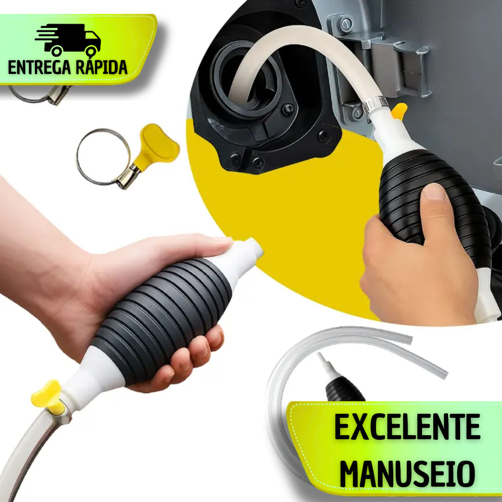 Fácil e Pratico Bombas Sucção Manual Com Mangueira + Abraçadeira Borboleta Gasolina Líquidos Praticidades — imagem 2 de 2