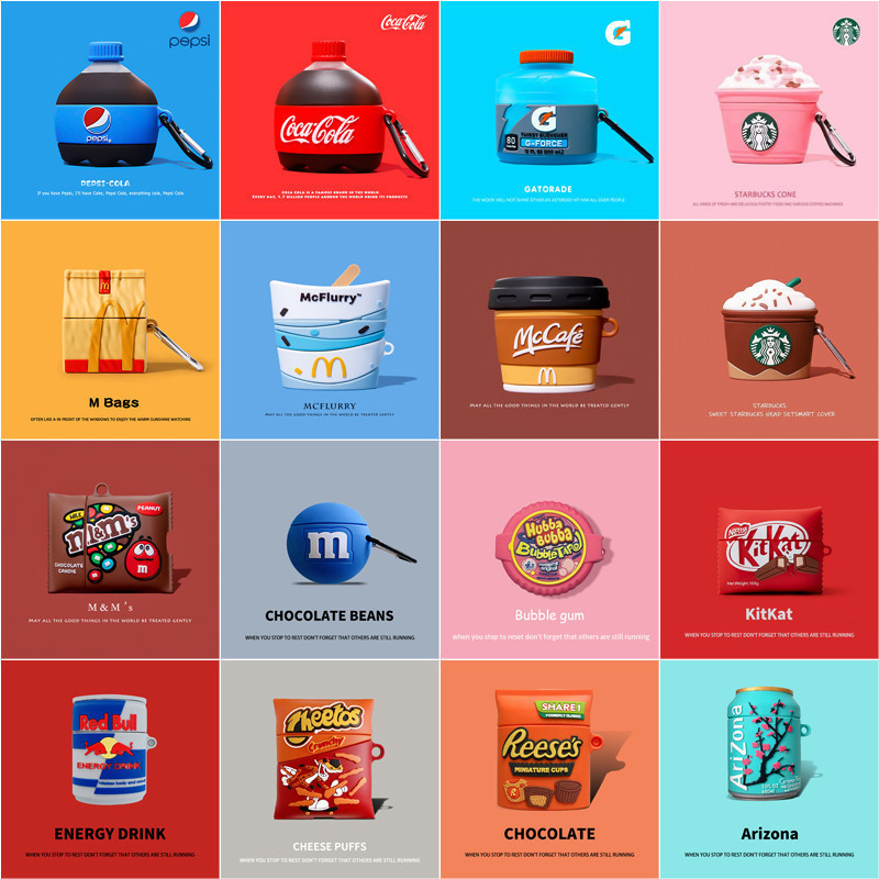 Capa protetora com tema de comida e bebida, adequada para Apple Airpods Pro 3 2 Pro3 Pro2 e para a primeira geração Z9G9