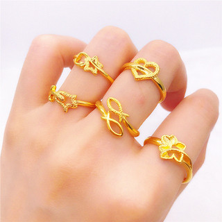 Anel de ouro de areia feminino longo não desbota versão coreana moda Euro moeda jóias de banhado a ouro imitação an