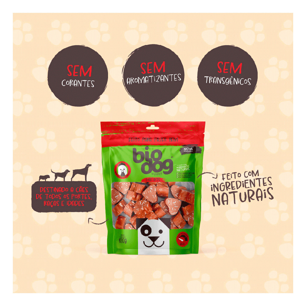 Petisco Gourmet Bio Dog Para Cães Love Bits 100g