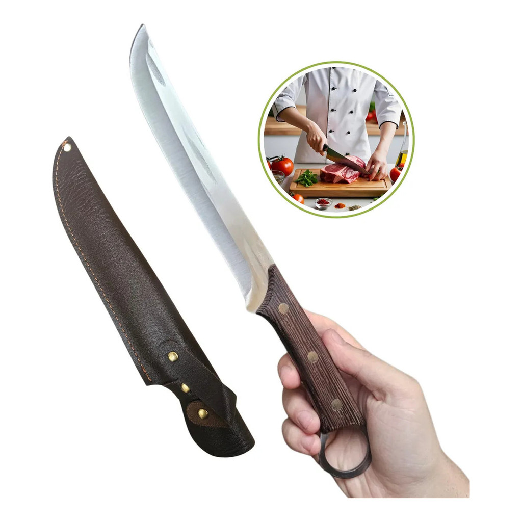 Faca Profissional Churrasco Full Tang Aço Inox