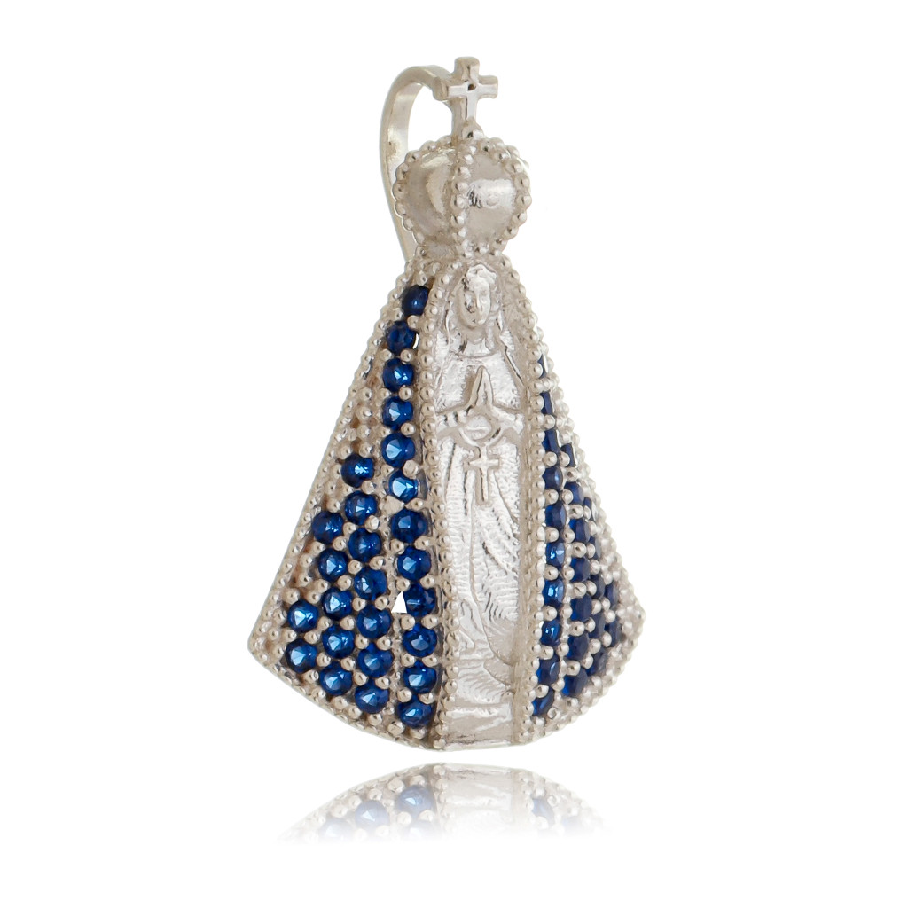 Pingente Prata 925 Nossa Senhora Aparecida c/ Zircônia