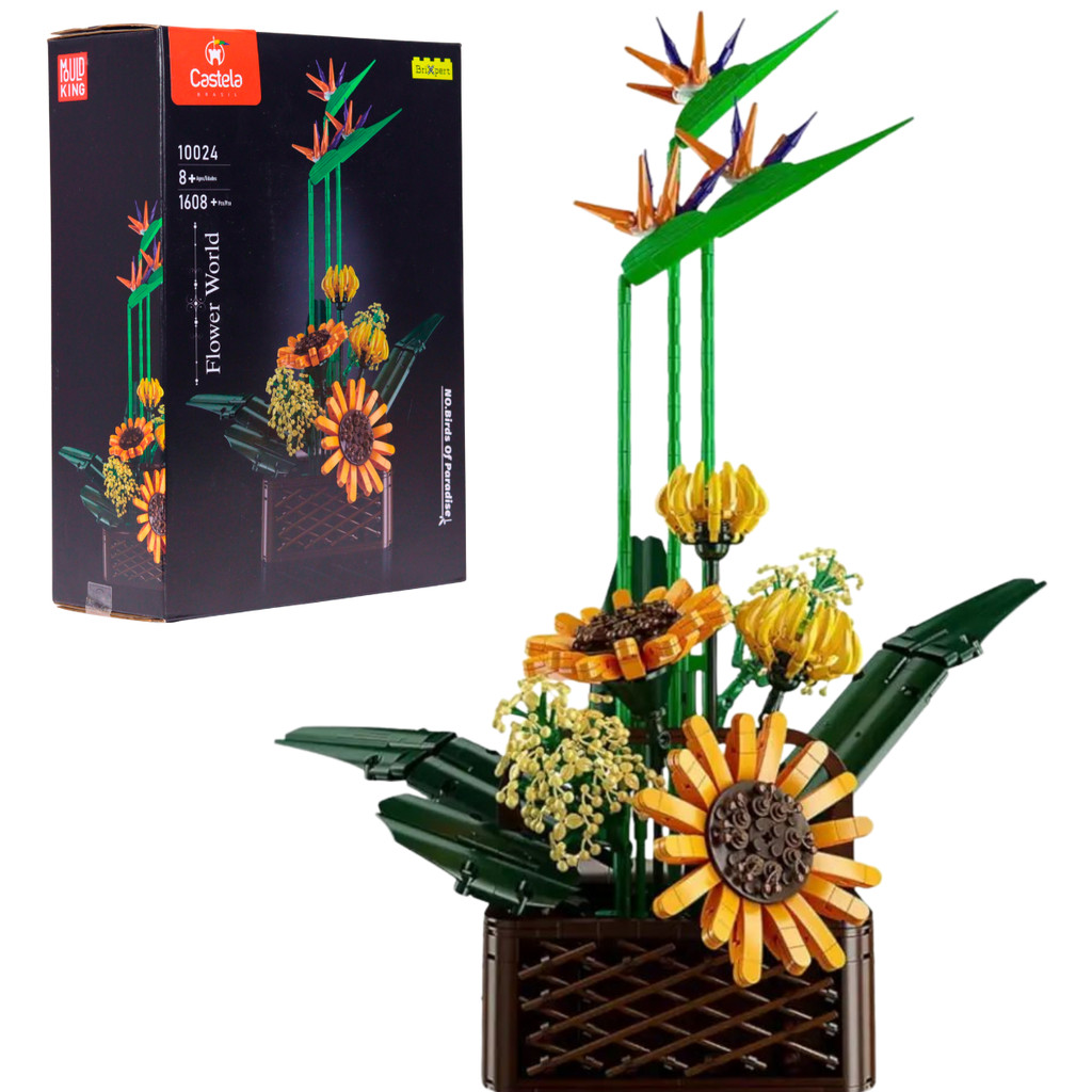 Blocos de Montar Orquídea Pássaro do Paraíso e Girassol - Castela em Oferta na Shopee