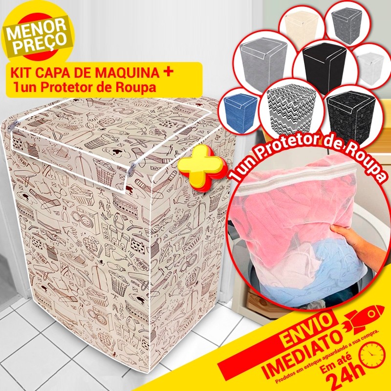 Capa P/ Máquina de Lavar Roupas Brastemp Electrolux Consul Proteção Total Incluso Saco Protetor