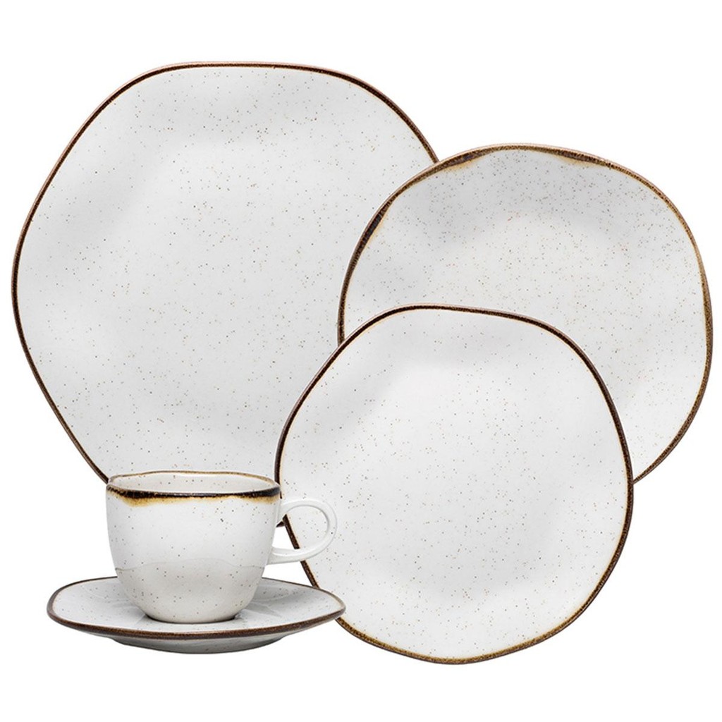 Aparelho De  Jantar E Chá 30 Peças Porcelana Maresia em Oferta na Shopee
