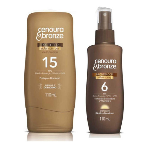 Kit Cenoura e Bronze Protetor FPS15 Bronzeador FPS6 110ml