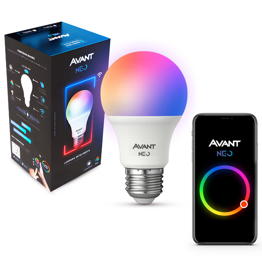 Kit 1 a 3 Lâmpadas Led Pera Smart Inteligente Wi-fi 2.4GHz Embutir 15w RGB E27 110v/220v Neo Avant em Oferta na Shopee