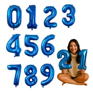 2 Balões de Número Azul Metalizado 40cm para Decoração de Aniversário e Ano Novo em Oferta na Shopee