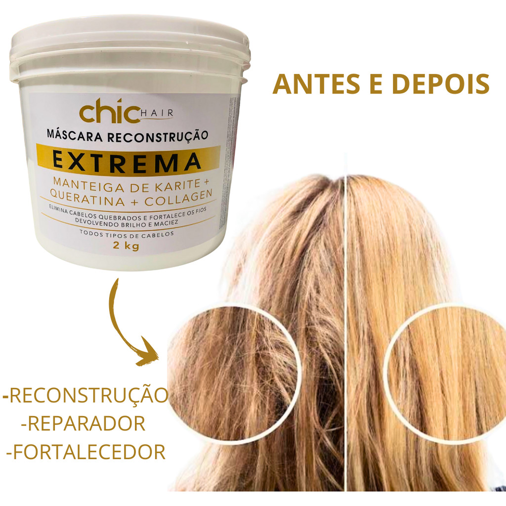 Máscara hidratação reconstrução extrema manteiga de karite + queratina+ collagen