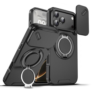 Para iPhone 17 Pro Max , 17 Air Case ELVEV Sólido PC Janela Da Câmera Deslizante Capa De Telefone Robusta Com Suporte De em Oferta na Shopee