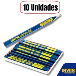 KIT 10 UNIDADES - Lápis Carpinteiro e Marceneiro Azul Irwin Original Profissional
