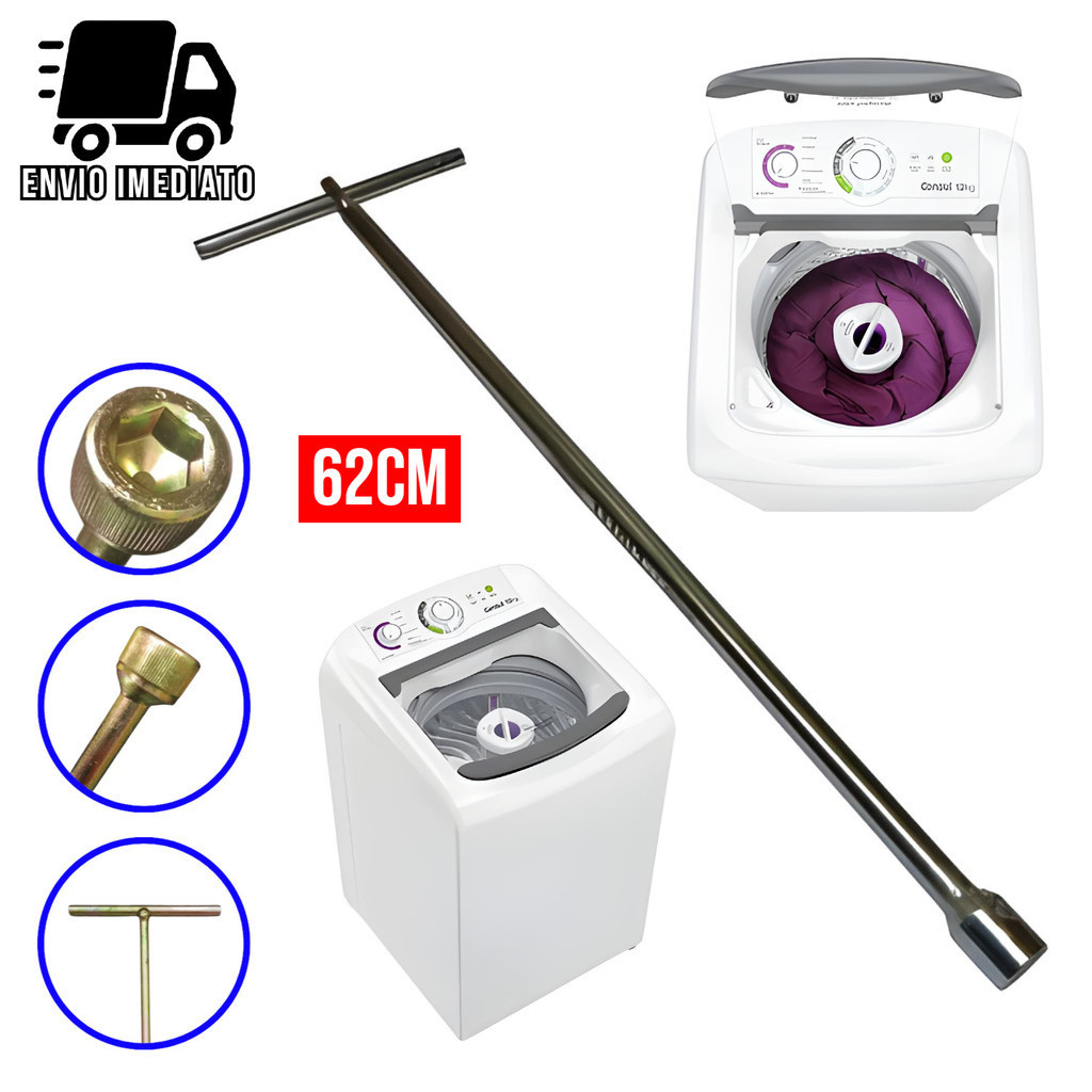 Imagem Chave T 10mm Maquina de Lavar Longa 62cm  Agitador Brastemp Electrolux