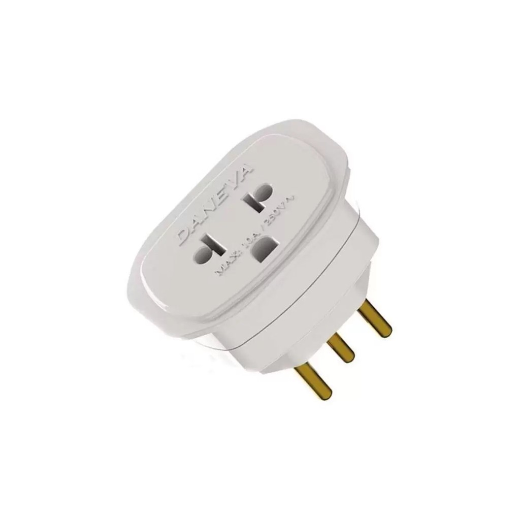Imagem Adaptador De Tomada Universal 2P+T 10A 1661 Branco - Daneva