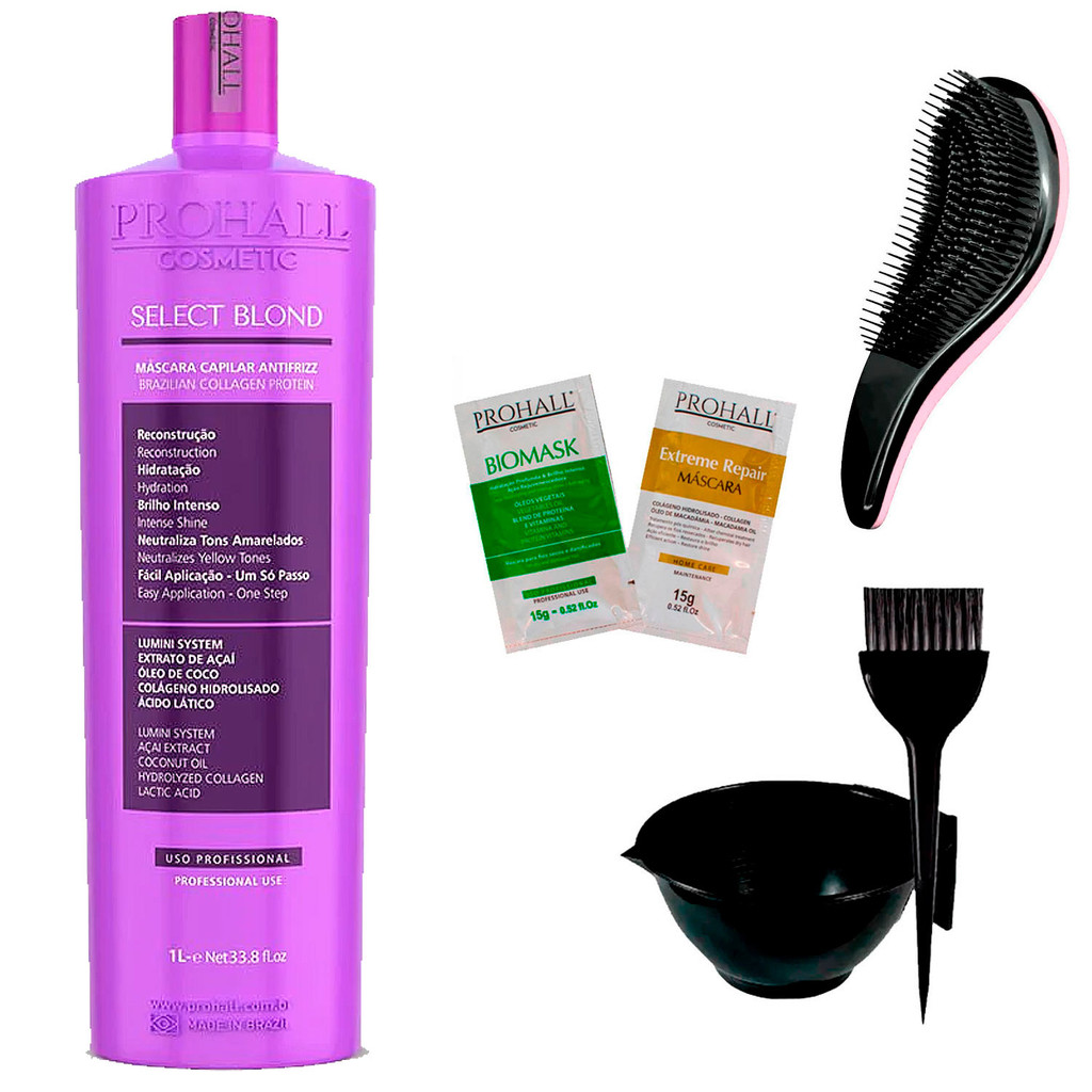 Progressiva Loiras Select Blond Prohall 0Formol  1 Litro +Cumbuca/Escova/Sachê