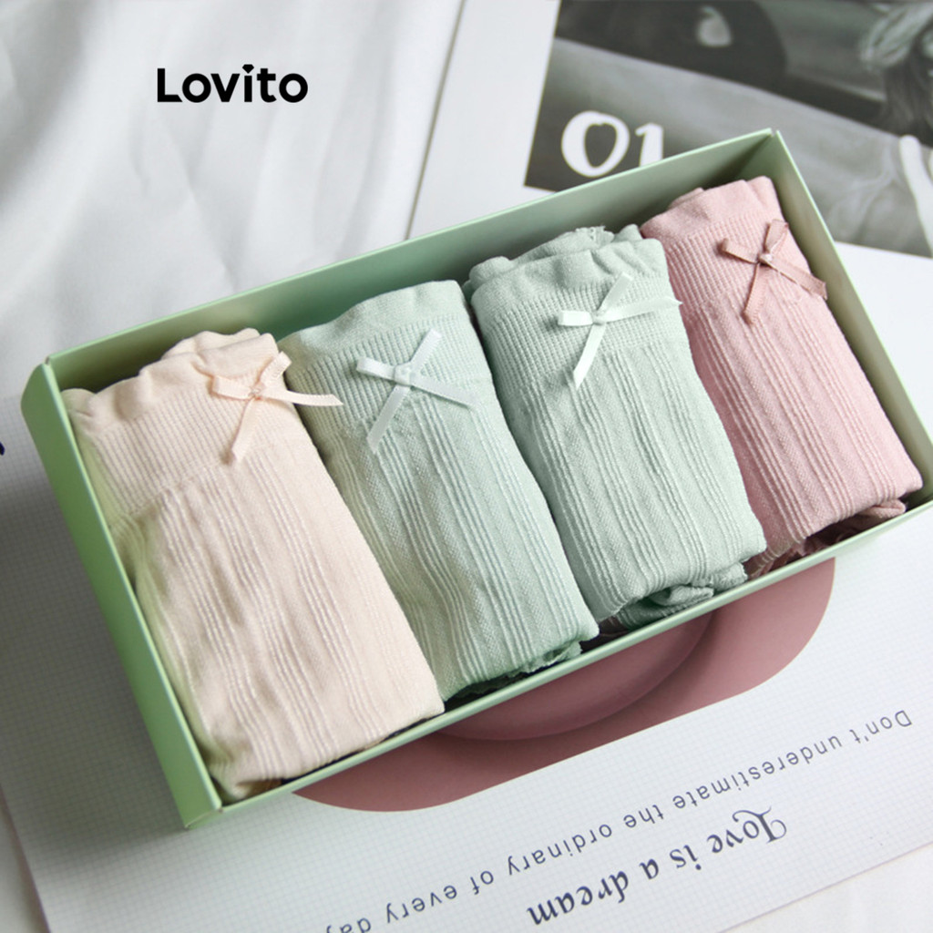 Lovito Calcinha Casual Calcinha Básica Lisa Para Mulheres LNA34063 (Multicolorido) em Oferta na Shopee