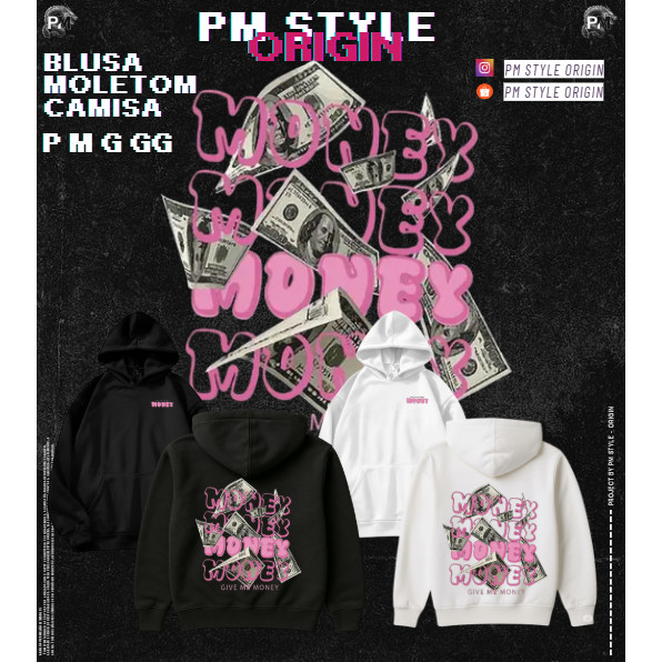 Blusa de Frio Canguru Money Give My Money Estilo Urbano Hip Hop Qualidade