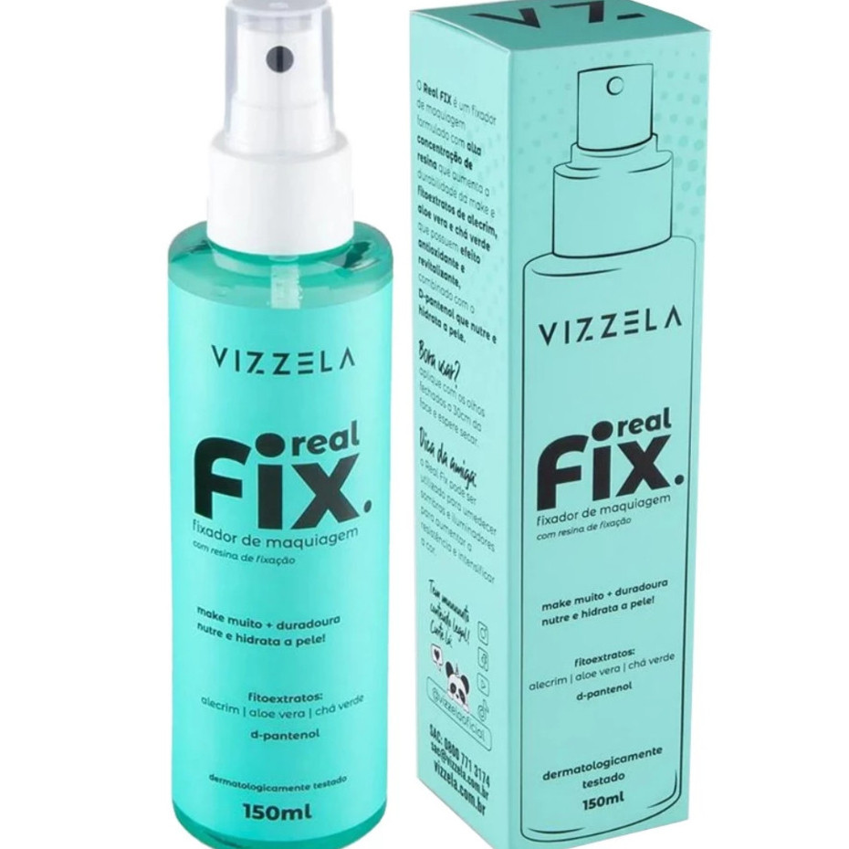 Fixador de Maquiagem Real Fix Líquido Spray Vizzela 150ml Vegano Blindagem