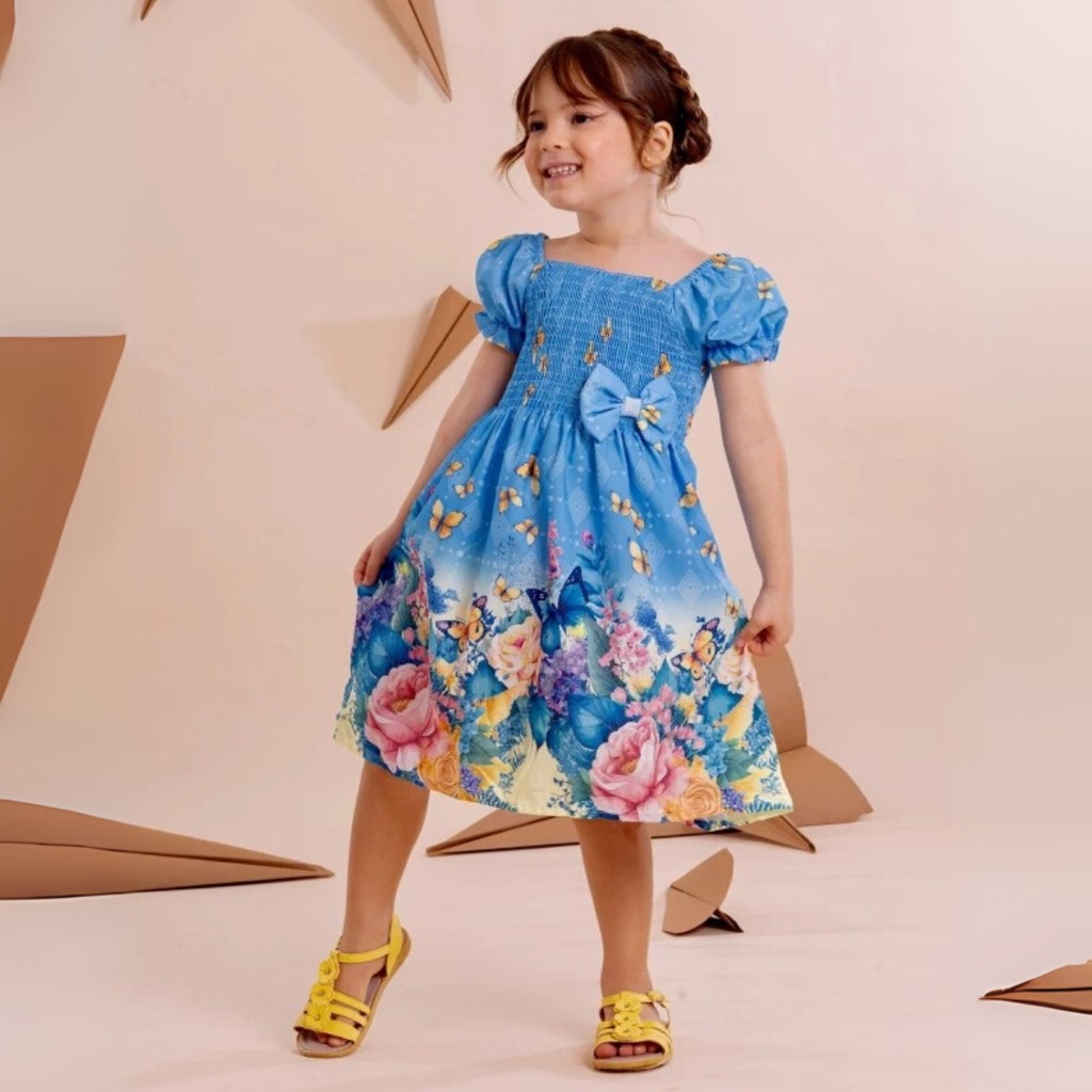 Vestido Infantil Menina Ciganinha De Manguinha Floral Luxo em Oferta na Shopee
