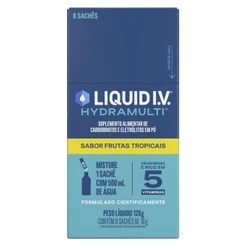 Suplemento Alimentar Pó Frutas Tropicais Liquid I.V. Hydramulti 8un com 16g cada