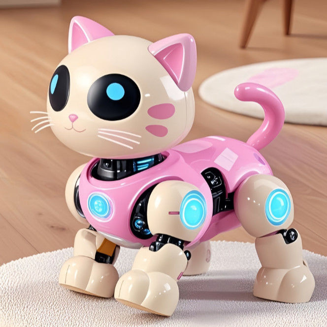 brinquedos elétricos para crianças, simulação de robô gatinho caminhar com brinquedos iluminados, gatinho