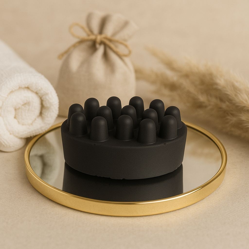 "Sabonete Massageador Artesanal 80g Argila Preta – Detox, Relaxamento e Pele Renovada"
