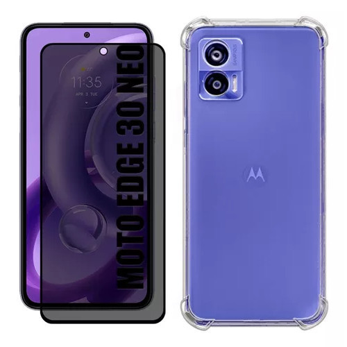 Capa Capinha Anti Impacto Para Motorola Moto Edge 30 Neo + Película 3D Privacidade Anti Spy Espião em Oferta na Shopee