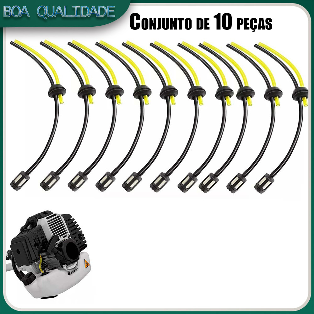 Kit 10 peças Kit Filtro Combustível + Mangueira Vedação Bucha Roçadeira