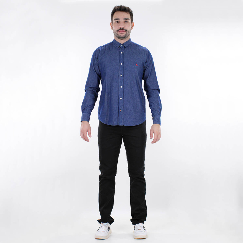 Camisa Social Reserva Easy Oxford Denim Azul - Masculino em Oferta na Shopee