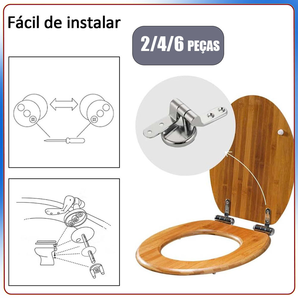 2/4/6x tampa do vaso sanitário com dobradiça suporte de fixação da tampa do vaso sanitário liga de zinco articulada