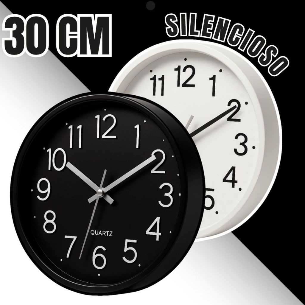 Relógio de Parede Silencioso Moderno 30cm Design Decorativo para Sala, Quarto e Cozinha — imagem 2 de 2