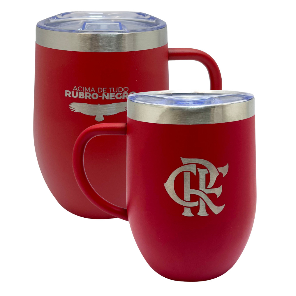 Caneca Térmica Oficial Flamengo 350ml Copo Preto Time Mengo