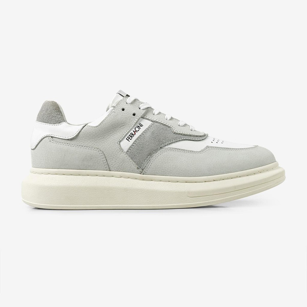 Tênis Masculino Couro Ferracini Solado Flat Estiloso Impulse Gelo 7620-570B