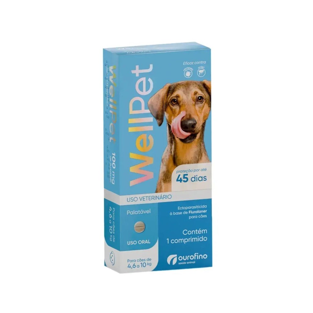 Wellpet 100mg Antipulgas Carrapatos Cães 4,6-10kg Fluralaner em Oferta na Shopee