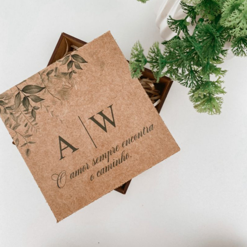 Kit 10 Caixas MDF Presente Namorados Convite Padrinhos Personalizável Nome Iniciais