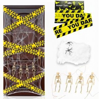 Kit Decoração de Halloween Completa 9 Peças Porta Elevador Quarto Hall Apartamento Faixa Teia Aranha Esqueleto Caveira em Oferta na Shopee