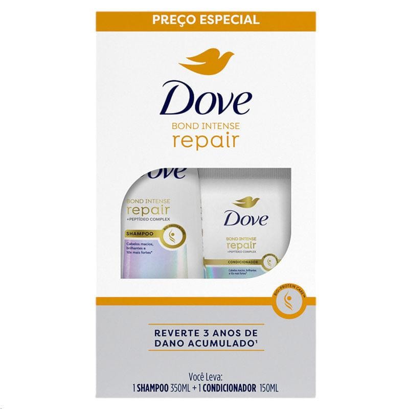 Kit Dove Bond Repair Shampoo Bond Repair Intense 350ml + Condicionador Bond Intense Repair 150ml em Oferta na Shopee