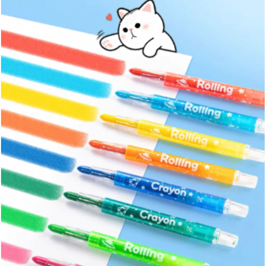 Retrátil 11/17 Cm Giz Cera 12 A 36 Cores Não Tóxico Para Crianças Lavável Rotativa Para Crianças E Crianças