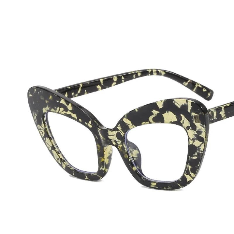 Armação de Óculos Anti Luz Azul Estilo Olho de Gato para Mulheres, Lentes Transparentes Vintage Oversized, Armação de Óc