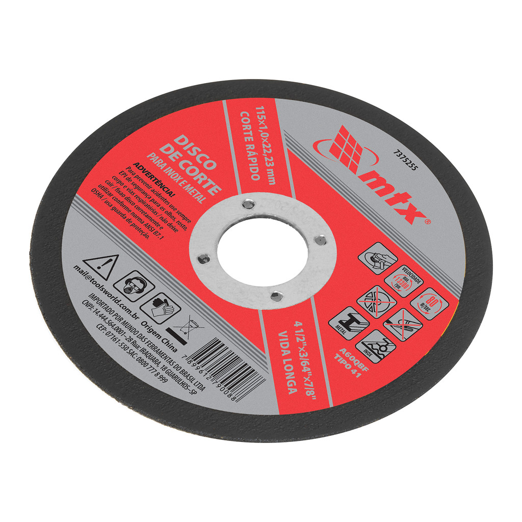DISCO DE CORTE, PARA INOX E METAL, 115 X 1 X 22,23MM, 1PC // MTX · foto 2