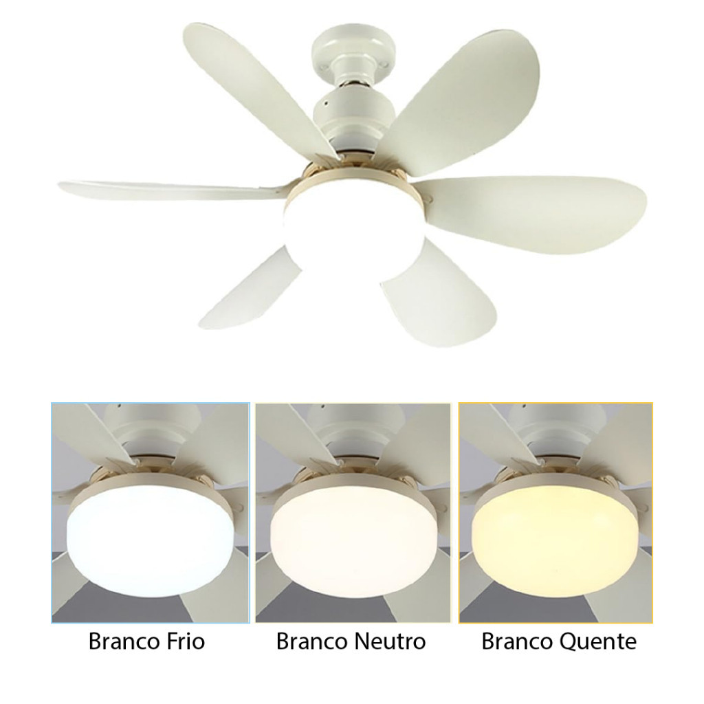 Ceiling Fan with Light Silent Remote Control Economical Easy Installation LED Bivolt E27 — imagem 2 de 2