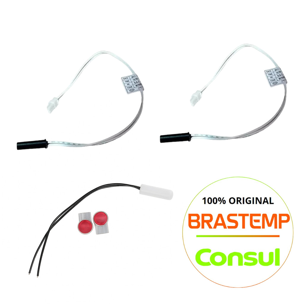 1 FUSÍVEL TERMICO + 2 SENSOR TEMPERATURA 2,7K PARA GELADEIRA BRASTEMP/CONSUL ORIGINAL (MODELOS NA DESCRIÇÃO)