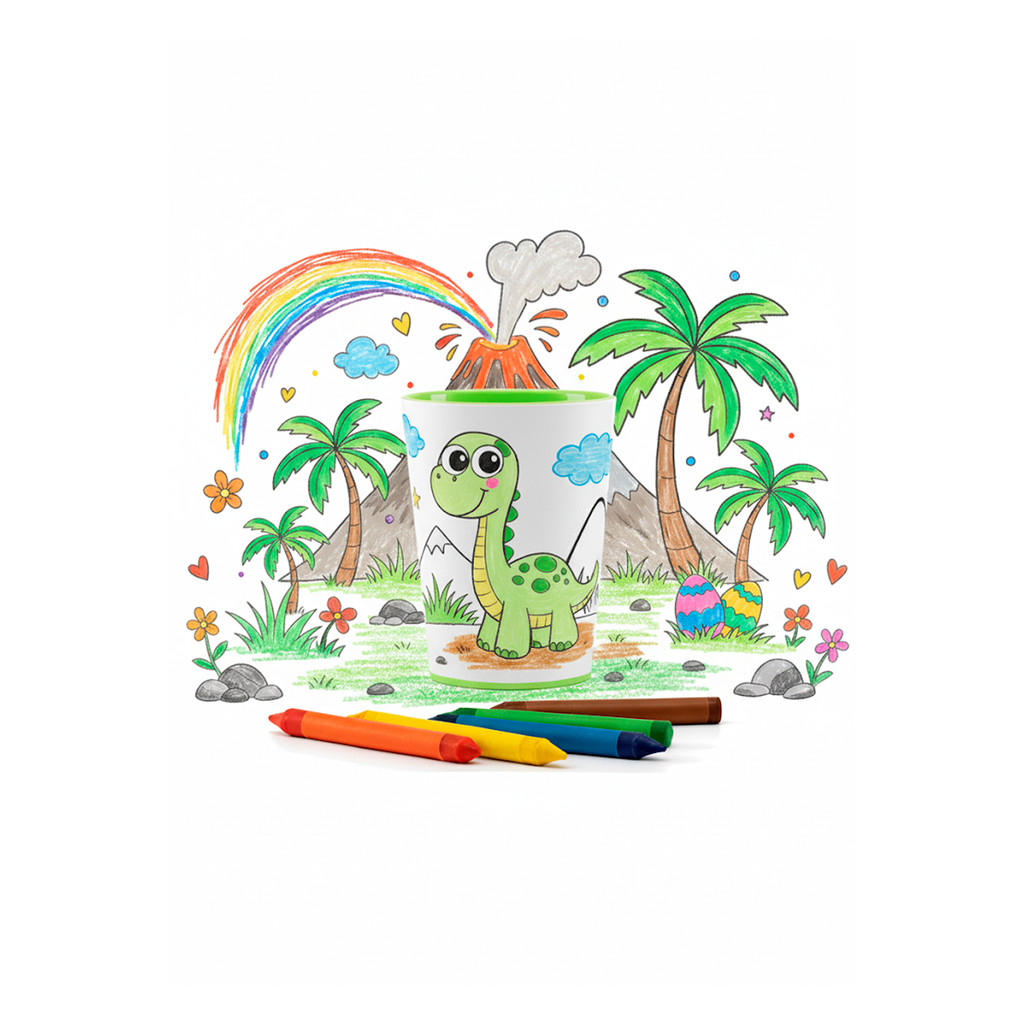 Copo Para Pintar com Giz de Cera - Dinossauro - Tuby