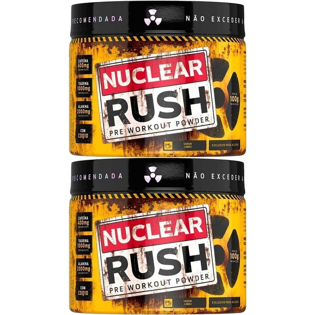 Kit 2X Nuclear Rush Pre Workut Powder - 100g Limão - BodyAction