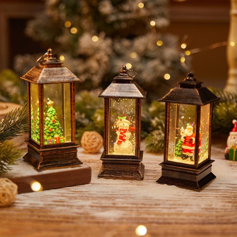 Natal brilhante neve velho pequeno vento luz decoração de mesa árvore de natal decoração luz da noite decoração presente