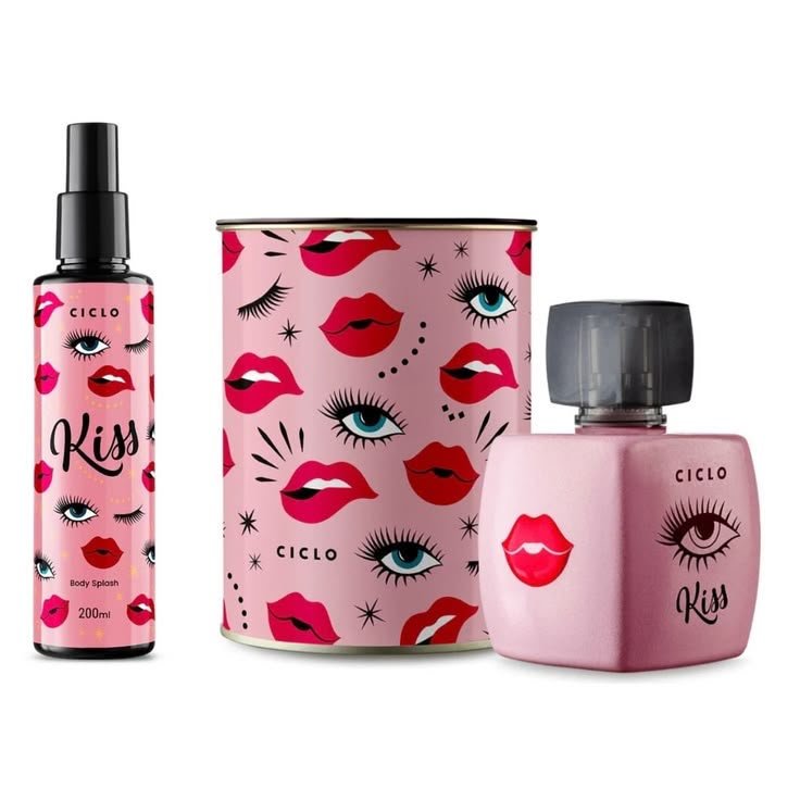 KIT CICLO DEO  COLONIA KISS 100ML + BODY SPLASH KISS 200ML FRAGRÂNCIA FLORAL FRESCA INTENSA